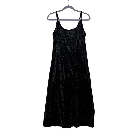 Vintage Pasta 90s Slip Maxi Dress Women's 11/12 Crushed Black Velvet Whimsygoth - Picture 1 of 5